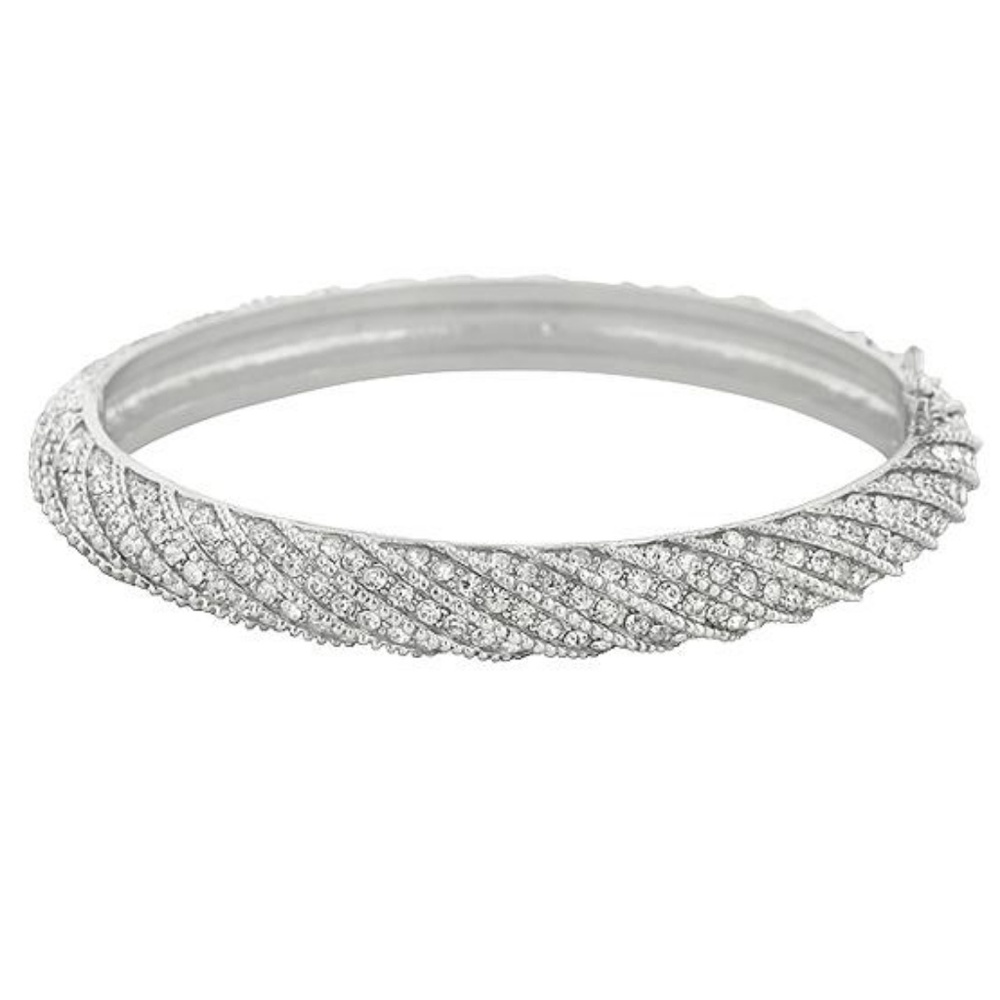 Twisting Clear Crystal Bangle Bracelet